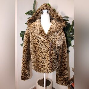 VTG 90s J. Percy Marvin Richards Leopard Faux Fur Hooded